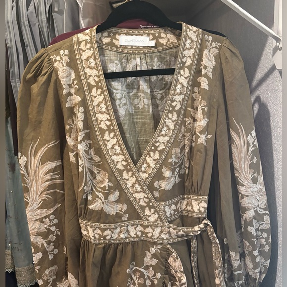 NWOT ZIMMERMANN Anneke Floral-Pattern Cotton Mini Wrap-Dress Sz 3 (US 10) - Picture 7 of 10